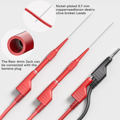 Goupchn Test Leads Kit Alligator Clips Electrical Cable 4mm Banana Plug to Banana Plug Test Wires with Wire Piercing Probes 6PCS for Multimeter Electrical Testing Red&Balck