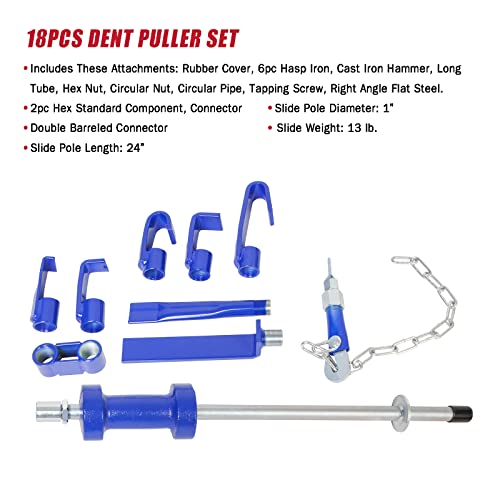 13LBS Dent Puller w/Slide Hammer Auto Body Truck Repair Automotive Hammer Puller Repair Frame Set with Carrying Case