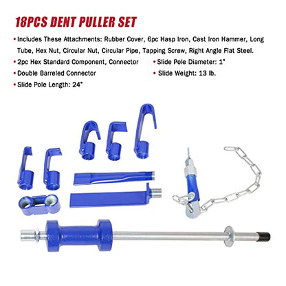 13LBS Dent Puller w/Slide Hammer Auto Body Truck Repair Automotive Hammer Puller Repair Frame Set with Carrying Case