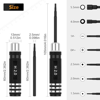 7PCS RC Car Tool Kit Short Handle Hex Screwdriver Nut Set W/Hex 1.5/2.0/2.5mm/4.0BOX/5.5BOX & Phillips & Slotted Screwdriver Fit for 1/18 1/24 Mini Crawler Car TRX4M SCX24 FCX24
