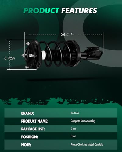 SCITOO Front Complete Struts Assembly Shock Absorber for Mazda Protege 2000-2003,for Mazda Protege5 2002-2003 Automotive Replacement Struts 171425 171424 - Set of 2