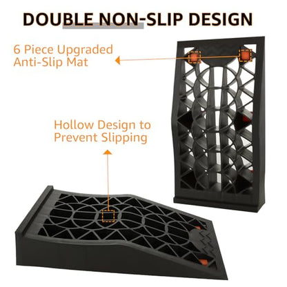 2 Pack Car Ramps for Jack Support and Lift Vehicle Maintenance, Low Profile Portable Car Service Ramps with Anti-Slip Pads for Garage for Maintenance or Oil Changes 17.2'' x 9.4'' x 3.1''