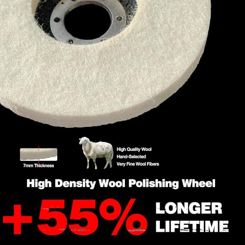 ABARPRO 4.5" x 7/8" Wool Felt Polishing Wheel Disc for Angle Grinder, Wool Buffing Wheel Pad for Polishing Rough Surface to a Mirror Finish, for Metal Aluminum Marble Wood, 5 Pack - style: 5pack-Circle Felt Disc