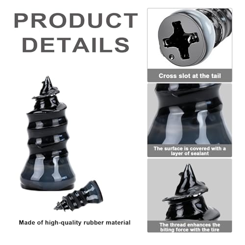 60PCS Tire Repair Rubber Nails, Screw in Tire Repair Nails Kit with a Screwdriver, Tire Repair Screws, Self-Service Tire Plugs Screw Type, Tire Repair First Aid Kit for Car, Motorcycle, Truck