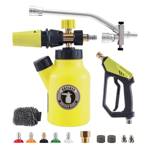 REALYOU Foam Cannon Kit with Pressure Washer Gun, Car Wash Foam Gun, 5 Pressure Washer Nozzle Tips, Dual-Connector Accessory - color: Foam Cannon Kit Plus