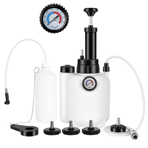 Brake Bleeder Kit with 3L Pressure Pump, 1L Waste Bottle & 4 Upgraded Adapters, Manual Brake Fluid Bleeder Tool for Most Vehicles, One-Person Operation