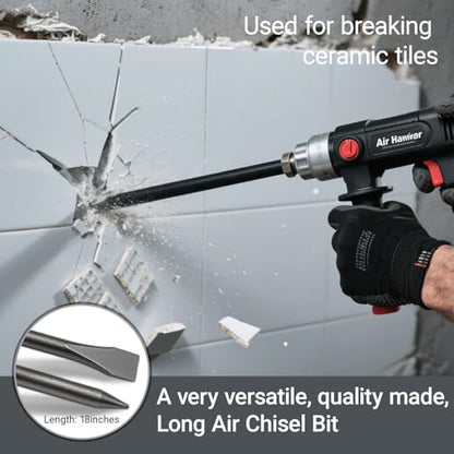 2 Pack 18" Air Hammer Bits Attachments,0.401 Inch Shank Chisel Bit Set,Cr-Mo Alloy Steel Punch - size: 2 Pack 18"