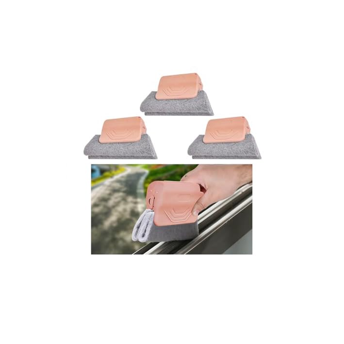 3PCS Car Magic Window Track Cleaner, Vehicle Window Groove Cleaning Brush Tools Set with Handheld, Automotive Air Conditioner Vents Narrow Gaps Clean Brush, Universal Fit (Pink) - color: Pink