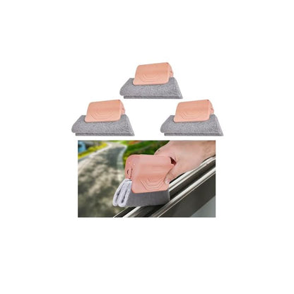 3PCS Car Magic Window Track Cleaner, Vehicle Window Groove Cleaning Brush Tools Set with Handheld, Automotive Air Conditioner Vents Narrow Gaps Clean Brush, Universal Fit (Pink) - color: Pink