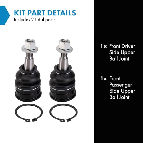 TRQ Front Upper Left and Right Ball Joint Set Compatible with 15-20 Cadillac Escalade with Stamped Steel Upper Control Arms 14-18 Chevrolet Silverado 1500 Stamped Steel Control Arms - style: PSA27829