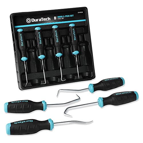DURATECH 8-Piece Hook and Pick Set | Precision Pick Tool Set for Automotive Oil Seal/O-Ring and Electronic Hand tools, with Storage Tray - size: 8pc