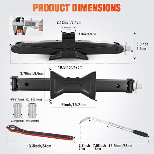 Nilight Scissor Jack Kit for Car 1.5 Ton(3307 lbs), Heavy Duty Portable Steel Scissor Lift Jack Car Tire Changing Kit with Ratchet & Lug Wrench for Sedan SUV MPV, 3.9''-13.6'' Lifting Range, Black - size: 1.5T with Ratchet & Lug Wrench Kit, Black