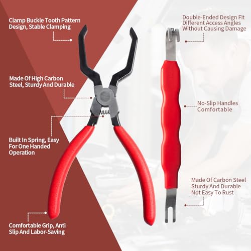 5 Pieces Electrical Disconnect Pliers for Cars, Automotive Electrical Plug Connector Disconnect Tool and Connector Separator and Hose Clamp Pliers - style: Electrical Disconnect Pliers Set 7