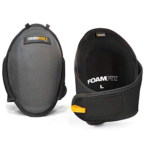 ToughBuilt – FoamFit Professional Knee Pads, Heavy-Duty Ergonomic Support with Adjustable Straps for All-Day Comfort & Protection (TB-KP-2B) - size: Standard (Grey/Black)