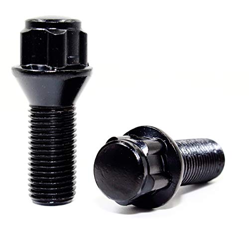 Set of 4 Veritek 14x1.25mm Black Wheel Bolt Locks 28mm Shank Length Conical Seat for BMW Mini Factory OEM or Aftermarket Wheels