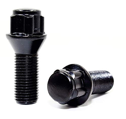 Set of 4 Veritek 14x1.25mm Black Wheel Bolt Locks 28mm Shank Length Conical Seat for BMW Mini Factory OEM or Aftermarket Wheels