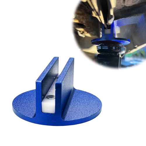 Universal Magnetic Jack Pad, 0.4" Slotted Aluminum Grooved Jacking Puck Pinch Weld Adapter, Heavy Duty Pinch Weld Frame Rail Protector for Sub-Frame Vehicle Floor Jack (Blue) - color: Blue