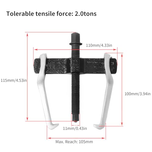 Beam 2 Jaw Puller 4" Bearing Gear Pullers, 115mm Hex Head Screw | High Carbon Steel Pullers, Adjuestable Pulley Removal Tool for Bearings/Flywheels/Pulleys Remove - size: 2Jaw 4In 110×115MM