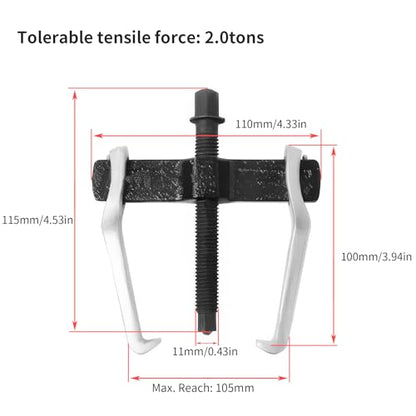 Beam 2 Jaw Puller 4" Bearing Gear Pullers, 115mm Hex Head Screw | High Carbon Steel Pullers, Adjuestable Pulley Removal Tool for Bearings/Flywheels/Pulleys Remove - size: 2Jaw 4In 110×115MM