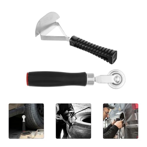 2pcs Tire Patch Repair Tools Kit with Sturdy Plastic and Metal Roller Scraper for Car and Truck Tires