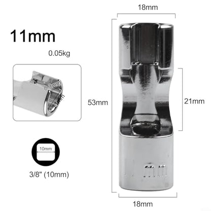 Diesel Injector Line Socket Set, Line Removal Tool 3/8 Drive, Chrome Vanadium Steel Open End Wrench for Auto Oxygen Sensor, 10-19mm(11mm) - color: 11mm