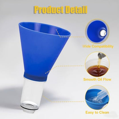 Car Engine Oil Funnel, Vehicle Threaded Locking No Spill Spout Directly into Filler Funnel, Automotive Diesel Change Tool Accessories, Compatible with Avalon Tercel Venza (Blue) - color: Blue