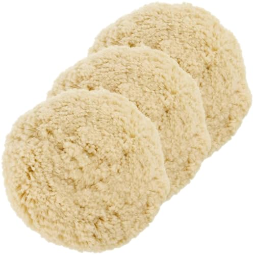 Wool Polishing Pads, SPTA 6"(150mm) 100% Natural Wool Buffing Pad with Hook & Loop Backing 4pcs Set Come with 5/8-11 Thread Backing Plate for Car Polishing, Buffing and Cutting - size: 6inch (150mm)