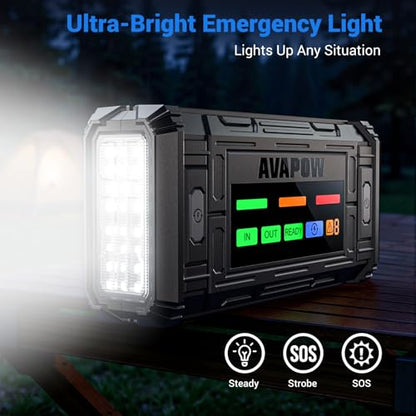 AVAPOW TJ18 5000A Battery Jump Starter Portable with 4" HD Display PD 18W Fast Charging,12V Jump Box, Car Battery Jump Starter for 8.0L Gas & Diesel Engines - size: 5000A