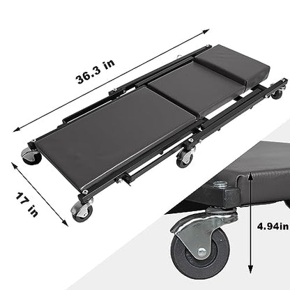 Torin 36" Rolling Foldable Car Creeper, Automotive Creeper 2-in-1 Garage Shop Creeper for Auto Repair, 300 Lbs Capacity, Black, TAM6505BB - style: Folding Creeper-36inch-Black