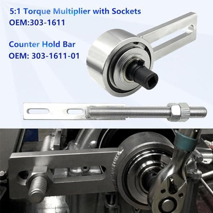 303-1611 Engine Crankshaft Belt Pulley Removal Tool, for Ford 1.0 & 2.0 ECOBOOST Duratec Engines, with 21mm/24mm Center Socket, 1:5 Torque Multiplier