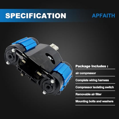 Universal 12 Volts High Performance On-Board Twin Air Compressor Replacement for ARB CKMTA12 For Pneumatic Tools For Tire Inflator Air Horn Air Tools Air Lockers Locking Differentials