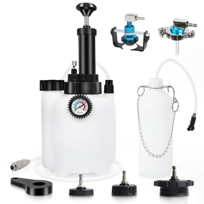 Mrcartool 3L Brake Bleed Kit Manual Brake Bleeder Vacuum Pump Kit with 1L Waste Oil Bottle&5 Master Cylinder Adapters,One Person Pneumatic Brake Fluid Extractor Tool for All Vehicles - size: 3L Manual Device