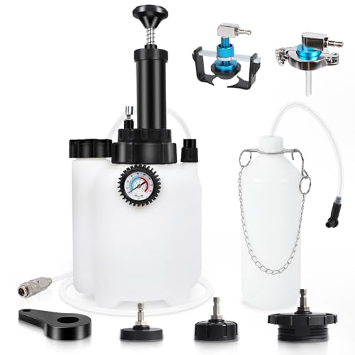 Mrcartool 3L Brake Bleed Kit Manual Brake Bleeder Vacuum Pump Kit with 1L Waste Oil Bottle&5 Master Cylinder Adapters,One Person Pneumatic Brake Fluid Extractor Tool for All Vehicles - size: 3L Manual Device