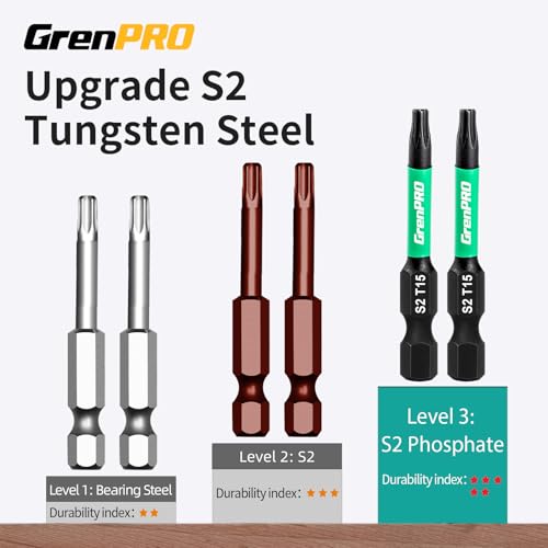 GRENPRO Torx Bit Set 29pcs Impact Driver Bit Set, S2 Steel Torx Screwdriver Sets, Tamper Proof Star Bits Sets, Star Screwdriver 1"&2" Long (TT7-TT40) Torque Security Bits with Magnetic Bit Holder - size: T7-T40(1"&2"*29pcs)