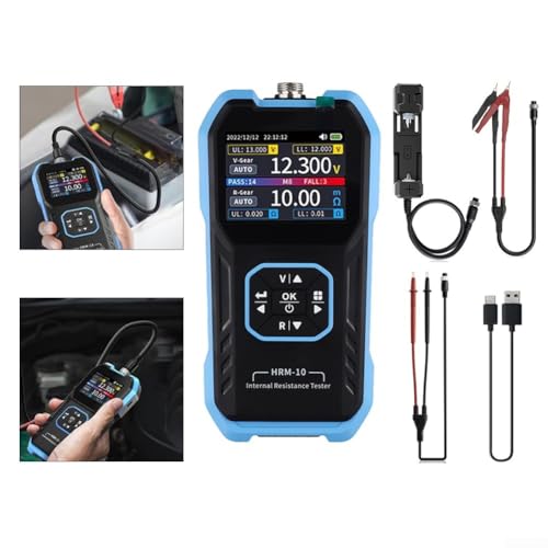 HRM-10 Voltage Internal Resistance Tester, Automatic Voltage Meter, TFT High-Definition Screen Car Tester, 100V 200Ω, Digital Analyzer - size: 1*Internal Resistance Meter+A+B+C