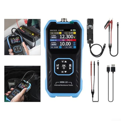 HRM-10 Voltage Internal Resistance Tester, Automatic Voltage Meter, TFT High-Definition Screen Car Tester, 100V 200Ω, Digital Analyzer - size: 1*Internal Resistance Meter+A+B+C