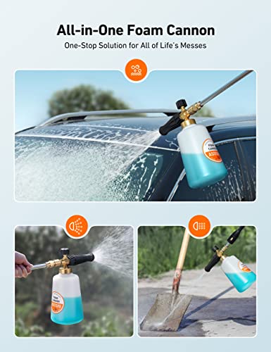 AstroAI Foam Cannon, Heavy Duty Car Foam Sprayer, Wide Metal Neck, Adjustable Thick Snow Foam Lance for Pressure Washer with 1/4" Quick Connector, Ideal for Various Cleaning Tasks, 1.5L Bottle - style: 1.5 L Bottle, Without Nozzles