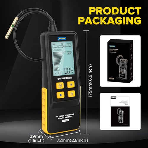 AUTOOL AS507 Power Steering Fluid Tester, Light Transmittance Oil Quality Tester, Power Steering Oil Aging & Contamination Detector with LCD Display for Automotive Maintenance