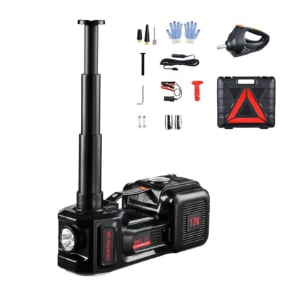 Electric Car Jack 5 Ton, 12V Scissor Jack with Inflator & Impact Wrench