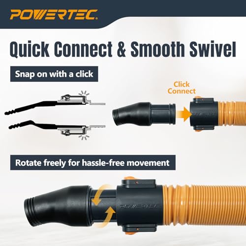 POWERTEC Power Tool Hose Kit with 30’ Vacuum Hose, 4 Quick Change Adapters & Threaded Coupler – Dust Collector Hose Kit for Connecting Table Saw, Power Tools to Shop Vacuums and Dust Collection System - size: 30 Ft. Hose Kit