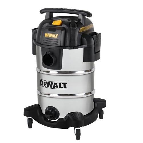 DEWALT DXV08S 8 Gallon 4 Peak HP Shop Vacuum Wet and Dry with Blower | Heavy Duty Shop Vac, 10ft Cord, 7ft x 1-7/8" Hose, 9 Accessories, Stainless Steel Tank, for Jobsite, Workbench and Garage