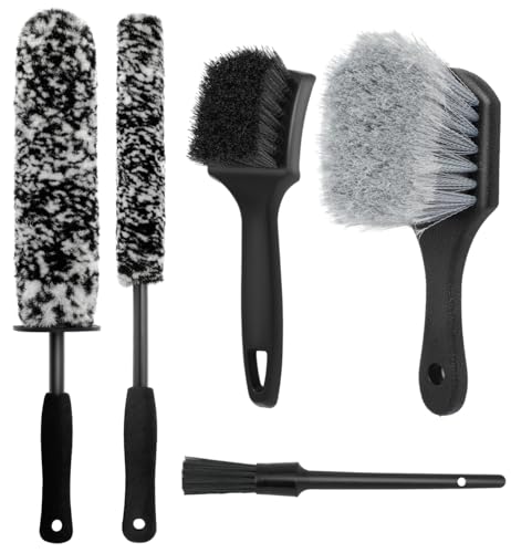 5PCS Wheel Cleaner Brush Kit, Tire Brushes, Rim Cleaner Brush,Car Detailing Brushes, Car Wash Tools for Wheels and Tires No Spatter - color: 5pcs