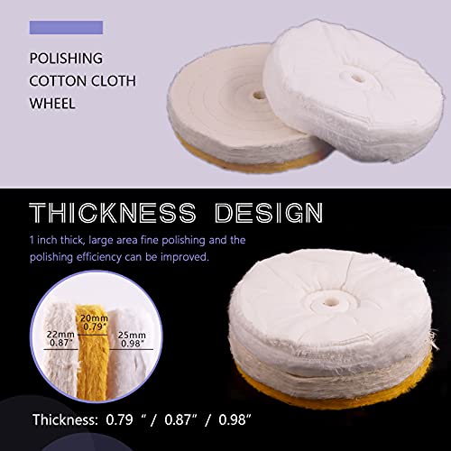 Swpeet 8" Buffing & Polishing Wheels Kit - 6PCs Including 3PCs Compounds, Cotton & Flannel Pads for Bench Grinder - style: NO.11 Buffing Polishing Wheels