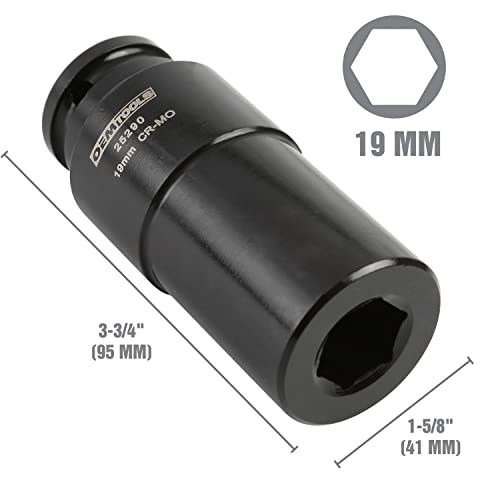 OEMTOOLS 25290 19mm Crank Bolt Socket, Heavy Duty Harmonic Balancer Socket For Stubborn Bolts, 19mm Impact Socket 1/2 Drive Crank Bolt Removal Tool - style: 19 millimeter