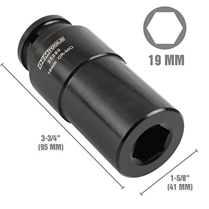 OEMTOOLS 25290 19mm Crank Bolt Socket, Heavy Duty Harmonic Balancer Socket For Stubborn Bolts, 19mm Impact Socket 1/2 Drive Crank Bolt Removal Tool - style: 19 millimeter