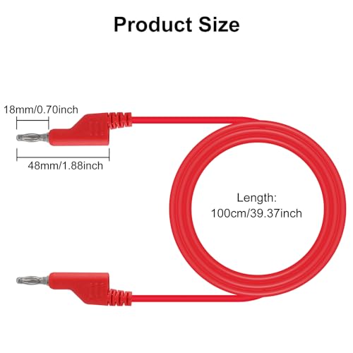 2Pack 4mm Banana Plug Test Leads Dual-Ended Multimeter Electrical 4mm Banana Stackable Plug Silicone Flexible Copper Cable 1 Meter for Multimeter Electrical Testing - color: 2set dual banana