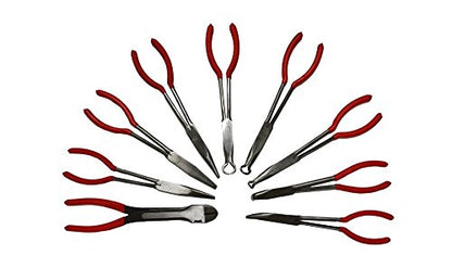 11" Long Reach Needle Nose Pliers with Storage Bag (9 Piece Set)
