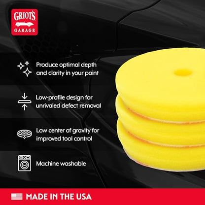 Griot's Garage 3” Perfecting Foam Pads for Car Polishing and Detailing, Buffing Pads for Paint Correction, Polishing, and Waxing, Yellow, Set of 3 - size: 3 Inch Pads (Set of 3)