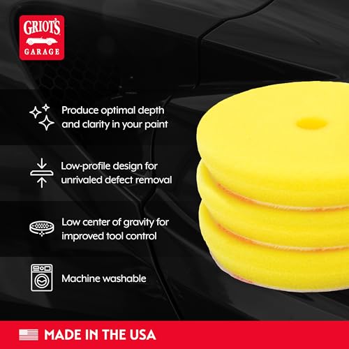 Griot's Garage 3” Perfecting Foam Pads for Car Polishing and Detailing, Buffing Pads for Paint Correction, Polishing, and Waxing, Yellow, Set of 3 - size: 3 Inch Pads (Set of 3)