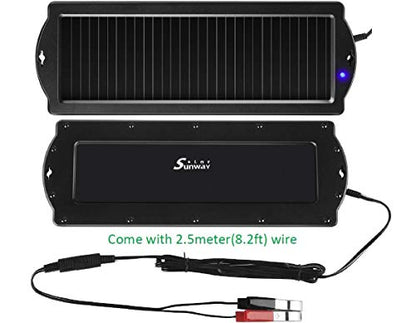 Sunway Solar Car Battery Trickle Charger & Maintainer 12V Solar Panel Power Battery Charger With Cigarette Lighter Plug Battery Clamp For Car Automotive Motorcycle Boat Marine Snowmobile Watercraft RV - size: 1.5W